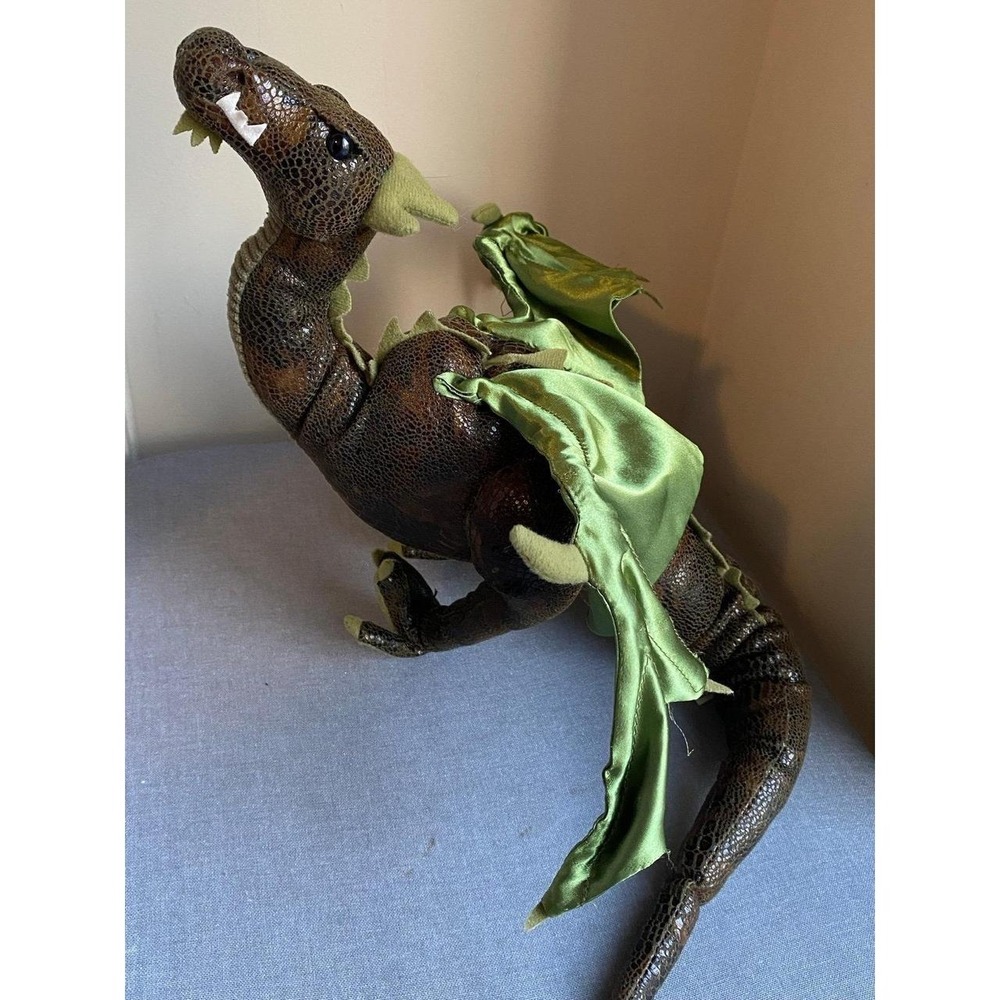 Sababa Toys Dragonology Wyvern 23" Poseable Green Plush 2006 Satin Wings sku37